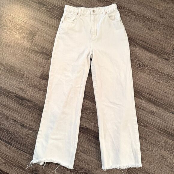 Rolla’s High Rise Wide Leg Raw Hem White Jeans - Picture 1 of 8